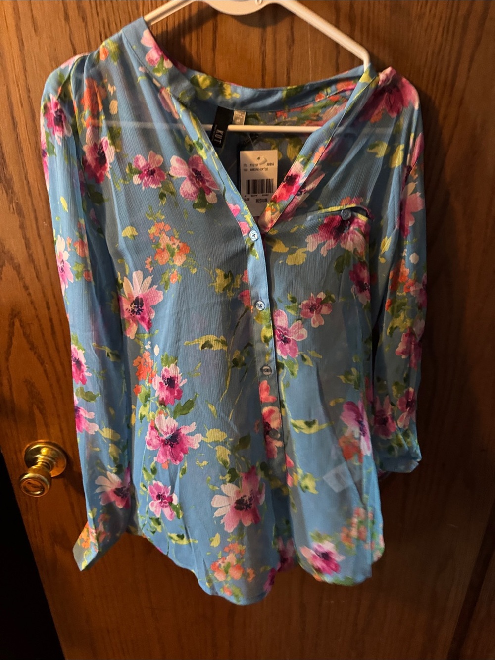 Kut from the Kloth Blue Floral Button-Front Blouse